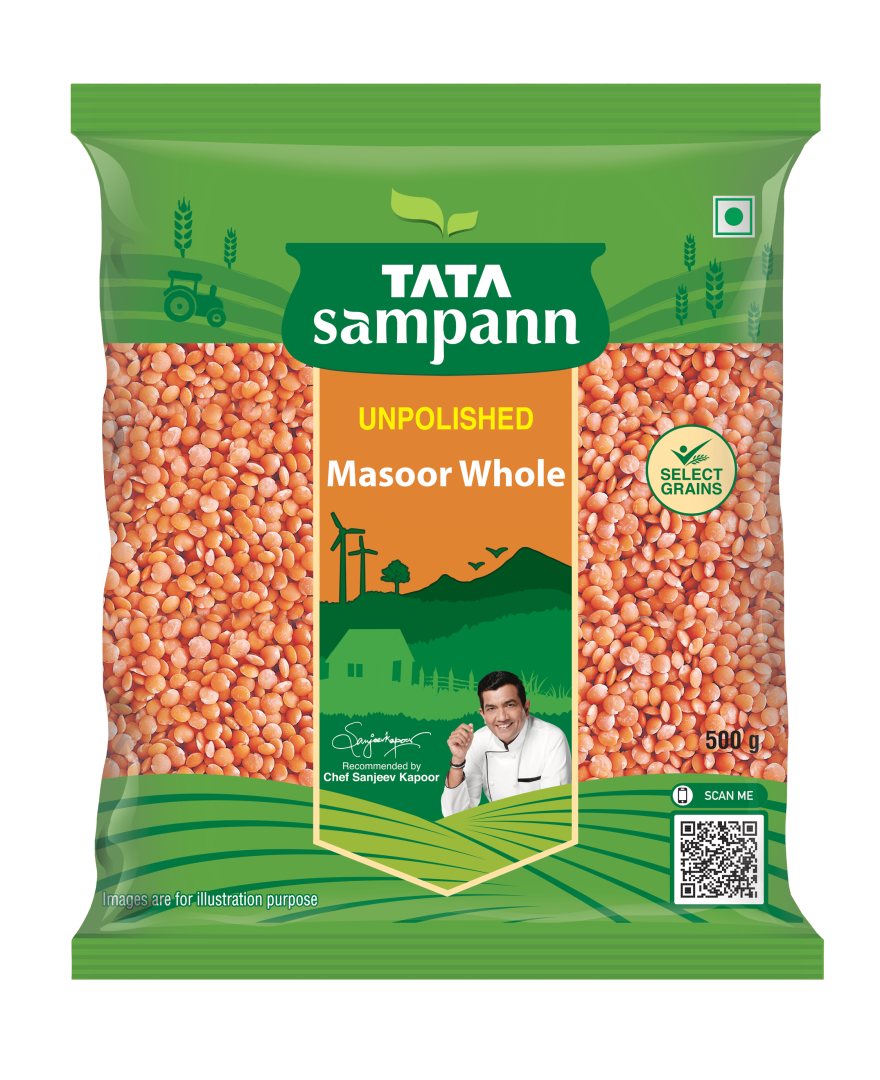 Tata Sampann Masoor Whole Dal 1 Kg Pack
